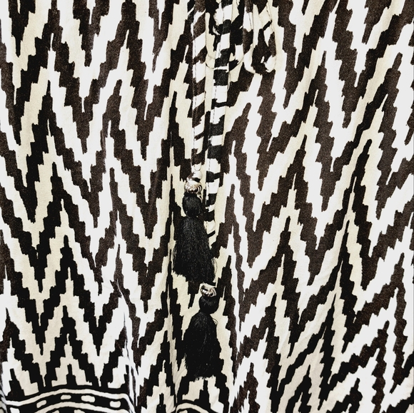 Blue Island Beach Swim Cover Up Size Medium Drawstring Waist V Neck Pullover - Picture 5 of 15